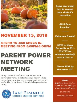 Parent Power Networking meeting November 13, 2019